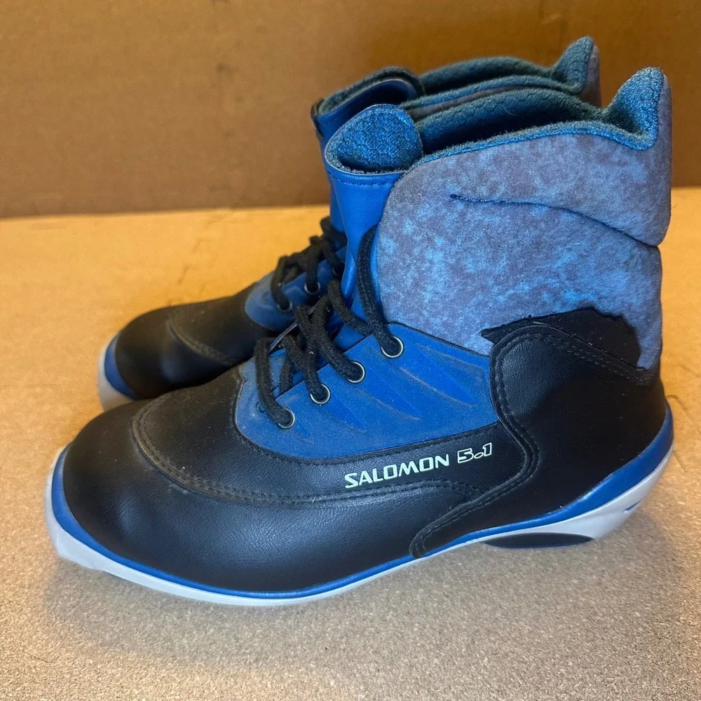 Salomon 5.1 SNS Profil Cross Country Ski Boots Black Blue Thinsulate Size 38